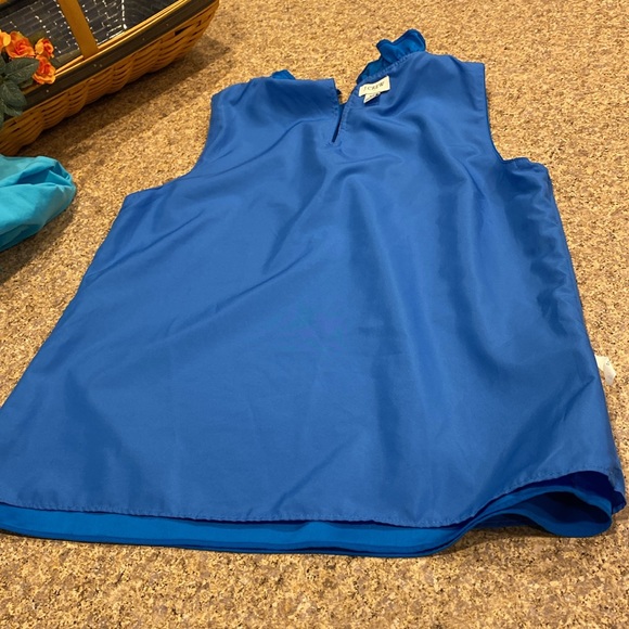 J.Crew Sleeveless Top Blouse XS Lined With FLAWS Blue - Picture 13 of 17